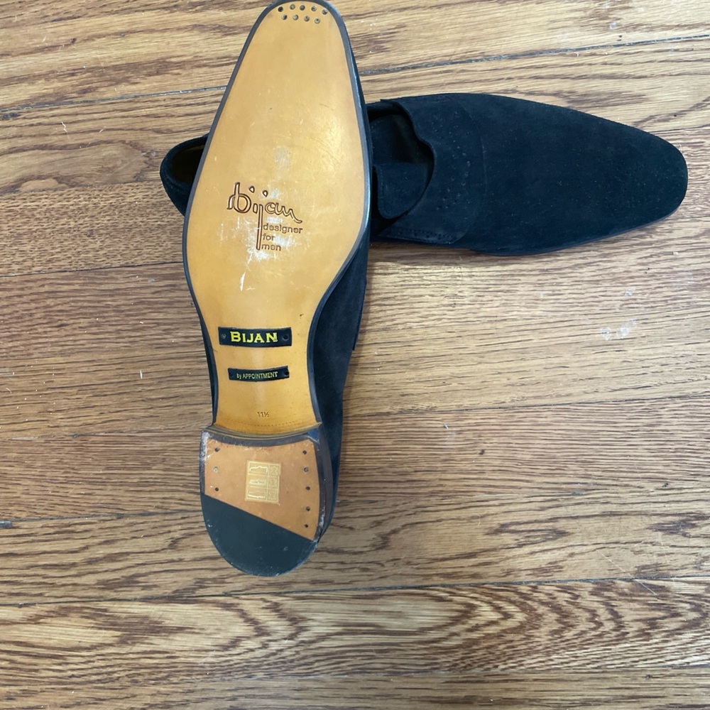 Bijan Black Suede Slip-On Loafers - Picture 5 of 9